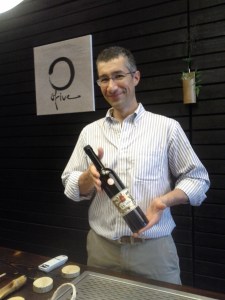 Pedro with one of the absinthe bottles