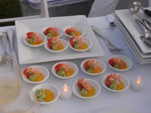 First course - prawn in mango & avocado compote.