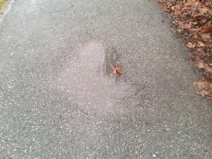 A heart shaped puddle