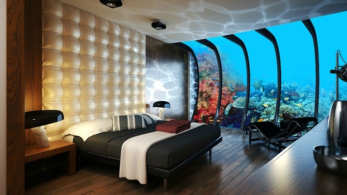 but then there's this hotel - the Manta Resort if you're looking for James Bond type experience of staying underwater.