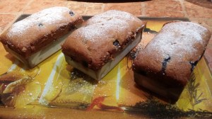 You can bake them in 1 regular size Pyrex loaf pan or 3 mini loaf pans like this.