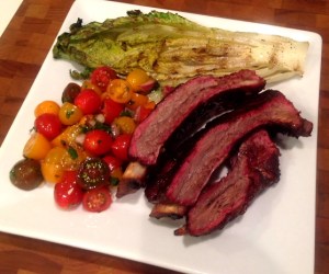 User barbeque sauce over top of ribs, chicken, etc.