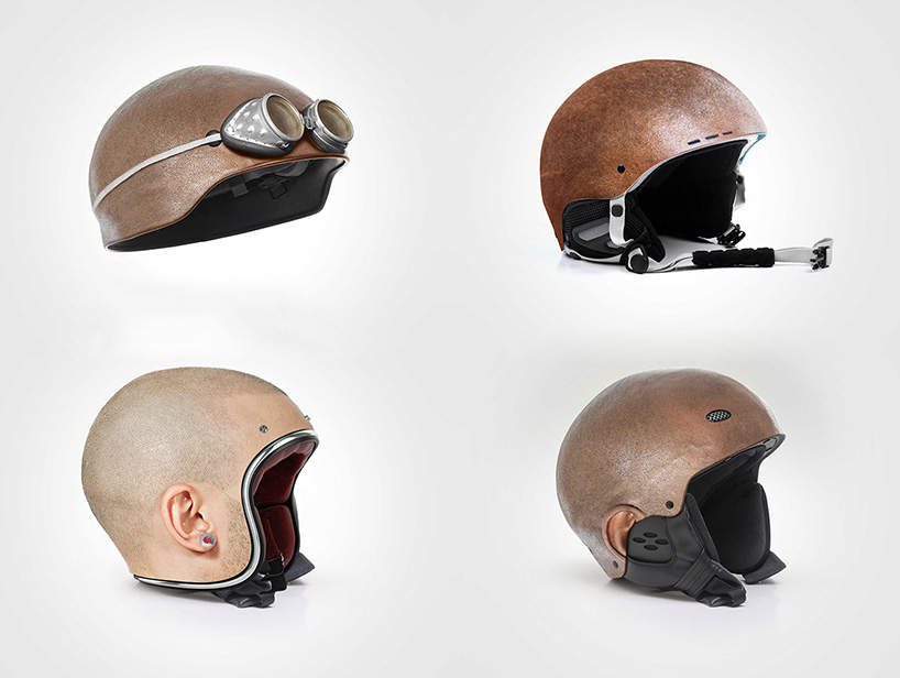 the four variations in the series of ‘custom made helmets’ 