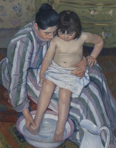 The American expat Mary Cassatt was among the many painters Durand-Ruel discovered. She focused on domestic scenes like The Child’s Bath, 1893. Image courtesy of The Art Institute of Chicago: Robert A. Waller Fund 