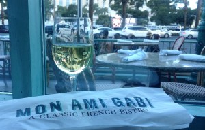 The Bellagio fountain is right across the street. Usually I sit outside but it was a bit too chilly this time.