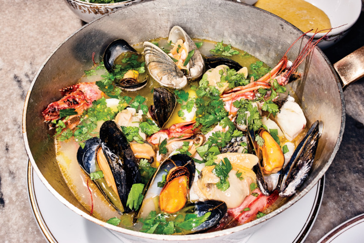 The bourride, stewing.Photo: Bobby Doherty/New York Magazine