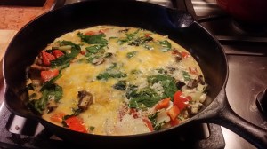 Free-range eggs, spinach, mushroom, red pepper, feta.