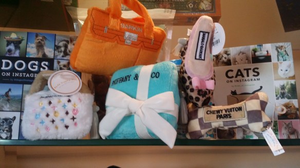 Although he did not want the Barkin bag or the Manolo Barknik. It was between the Chewy Vuitton & Sniffany & Co.